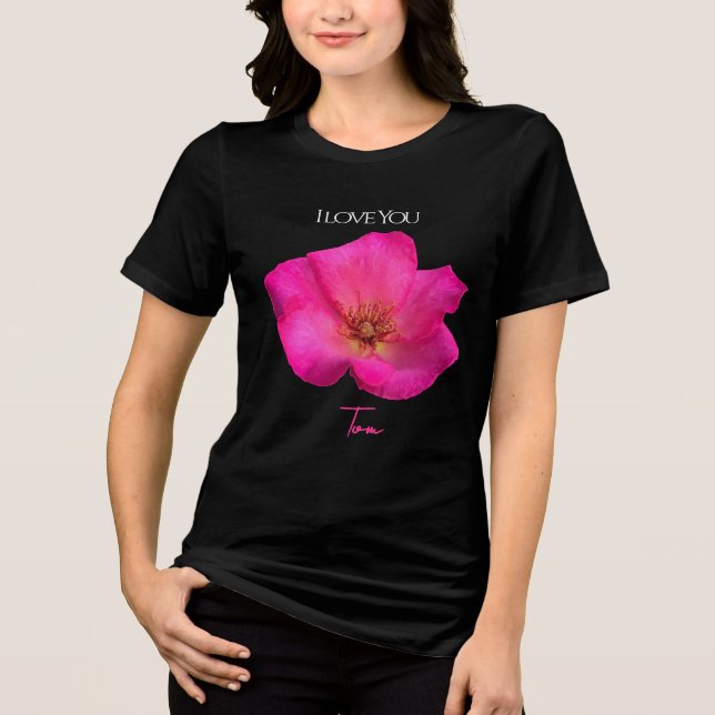 I Love You - Rose -Valentines Personalized   Tri-Blend Shirt (Vorderseite)