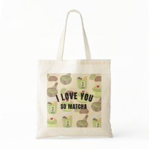 "I Love You So Matcha" Ästhetik-Canvas-Tasche -
