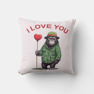 I Love You - Süßer schüchterner Gorilla mit Herz Kissen