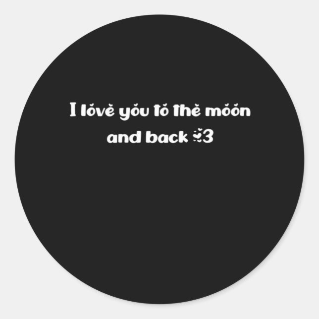 I Love You To The Moon And Back Classic Romantic Q Runder Aufkleber (Vorderseite)