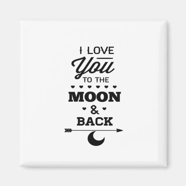 I Love You To The Moon And Back Gray Moon Minimal  Magnet (Vorne)