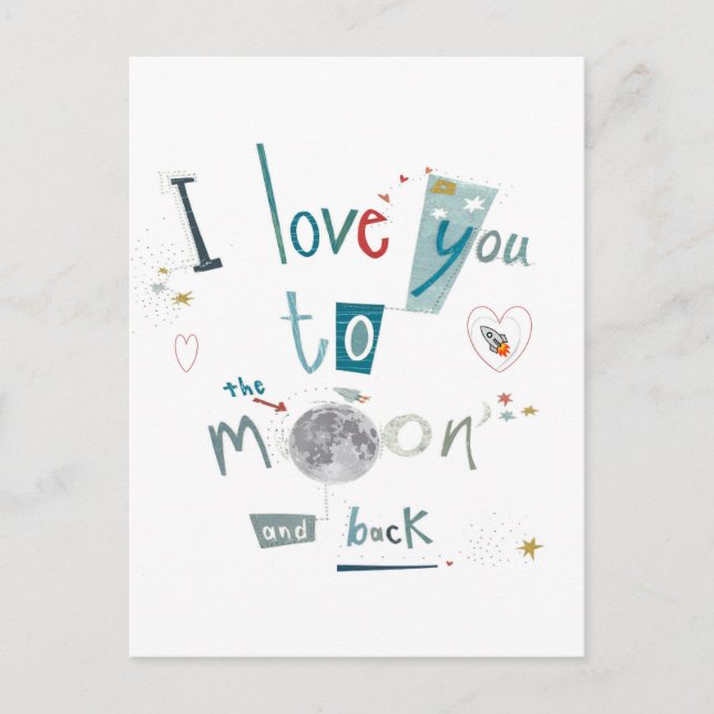 I love you to the moon and back postkarte (Vorderseite)