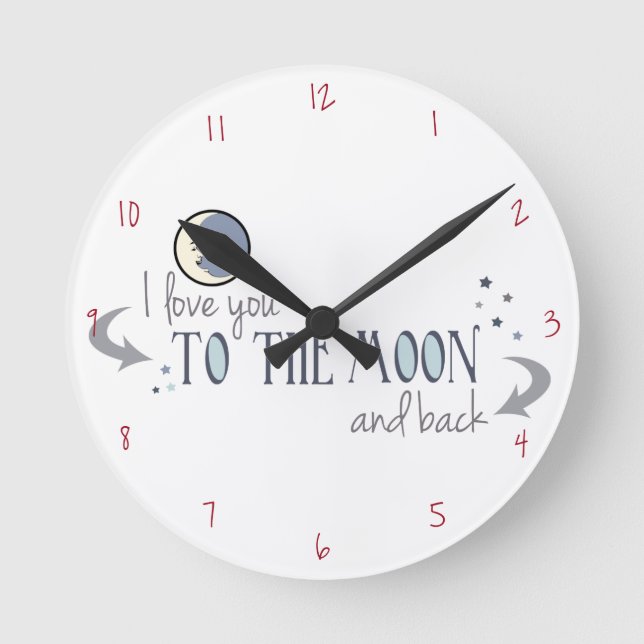 I Love You to the Moon and Back Runde Wanduhr (Vorderseite)