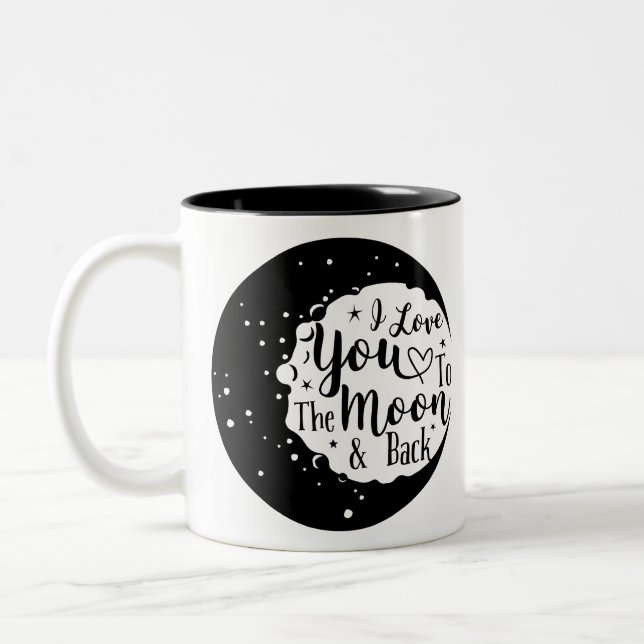 I love you to the moon and back zweifarbige tasse (Links)