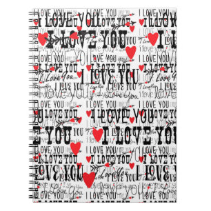 I LOVE YOU type Heart Valentine Carnet Journal