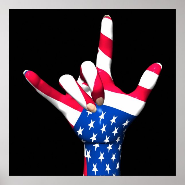 I Love You USA Flag Poster (Devant)