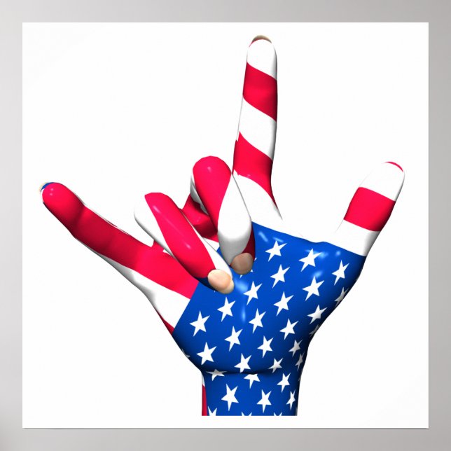 I Love You USA Flag Poster (Devant)