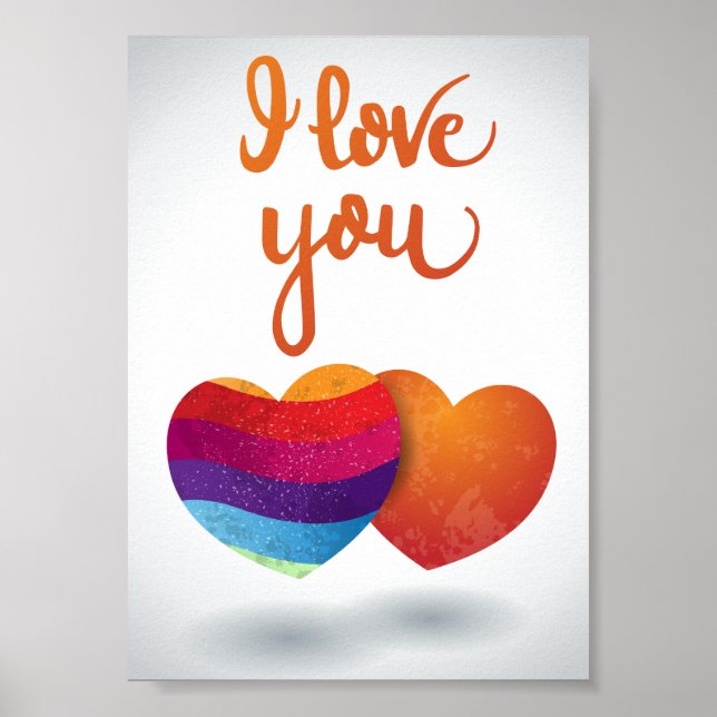 I love You with Couple of Hearts Poster (Vorne)