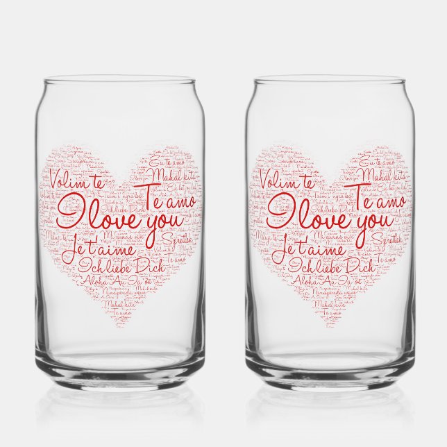 I Love You Word Cloud Coeur rouge Saint Valentin (Recto)