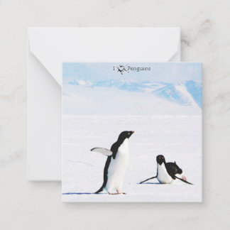 I Luv (Herz) Pinguine Note Card Mitteilungskarte