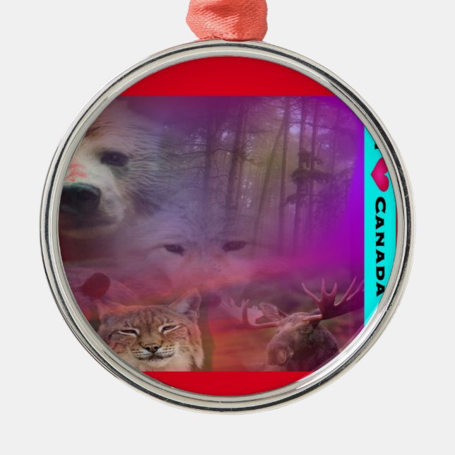 I Luv Kanada Silbernes Ornament (Vorne)