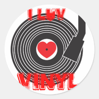I Luv Vinyl Runder Aufkleber