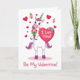 I Luv You! Be My Valentine! Unicorn Greeting Card  Feiertagskarte