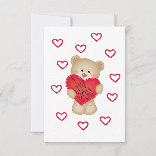 I LUV YOU Teddy Bear Valentine Card Dankeskarte (Vorderseite)