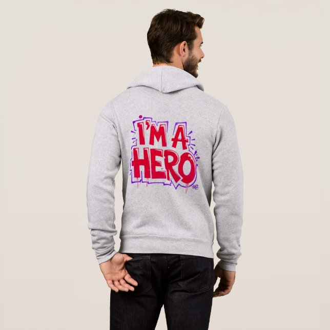 I’m a Hero Graffiti Bold Neon Street Art Statement Hoodie (Schwarz voll)