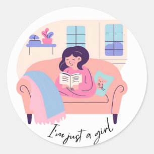 "I m Just a Girl" Leseschild Runder Aufkleber