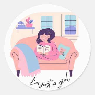 "I m Just a Girl" Leseschild Runder Aufkleber