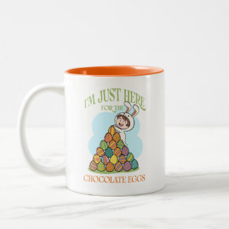 I’m Just Here for the Chocolate Eggs – Funny Easte Zweifarbige Tasse