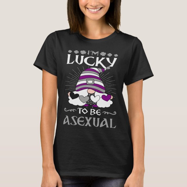 I m Lucky To Be Asexual Pride St Patricks Day Gnom T-Shirt (Vorderseite)
