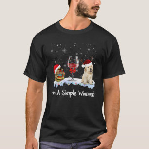 I m Simple Women Books Wine Golden Retriever Dog L T-Shirt