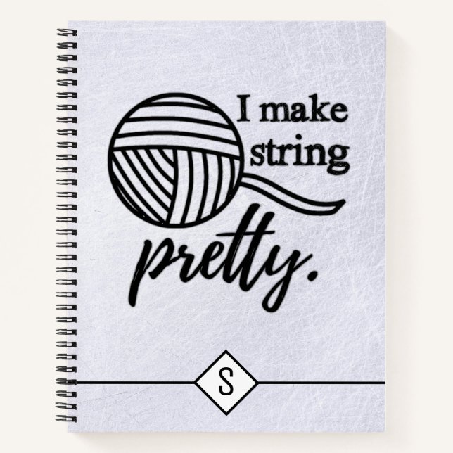 I Make String Hübsch Typografy Crafts + Garne Notizbuch (Vorderseite)