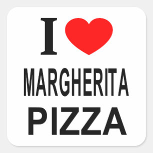 I ❤️ MARGHERITA PIZZA I LIEBE MARGHERITA PIZZA I QUADRATISCHER AUFKLEBER