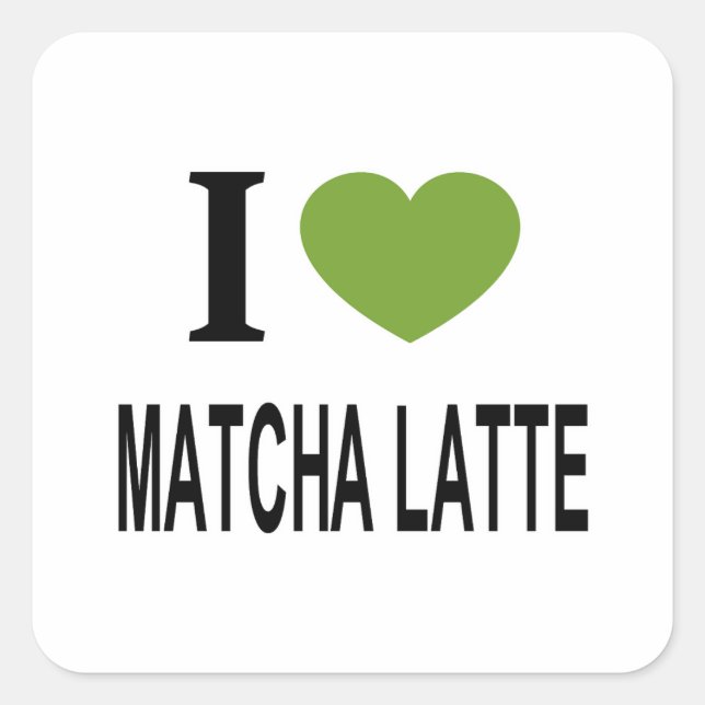 I ❤️ MATCHA LATTE I LIEBE MATCHA LATTE I HERZMATC QUADRATISCHER AUFKLEBER (Vorderseite)