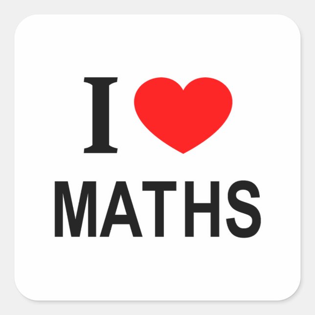 I ❤️ MATH I LIEBE MATH I HERZMATHEMA QUADRATISCHER AUFKLEBER (Vorderseite)