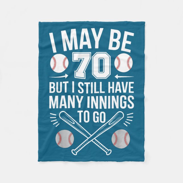I May Be 70 Baseball Player 70th Birthday Party  Fleecedecke (Vorderseite)