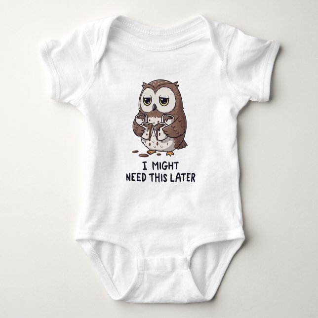 I Might Need Coffee Later - Funny Owl Humor Baby Strampler (Vorderseite)