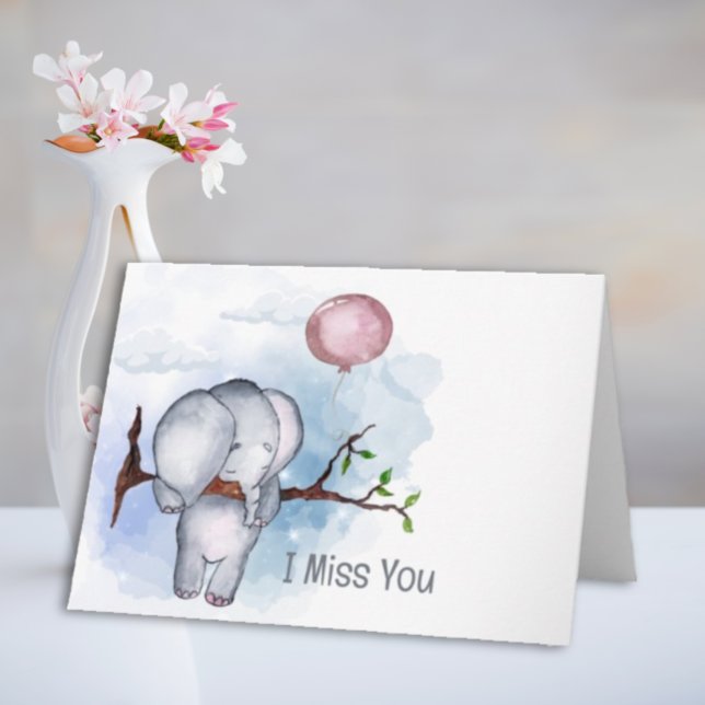 I Miss You Sad Elephant Karte (Von Creator hochgeladen)