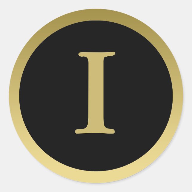 I: Monogram I Elegant Gold and Black Stickers (Vorderseite)