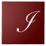 I Monogram Initial White on Maroon Fliese<br><div class="desc">Monogramm des klassischen weißen Buchstabens auf dunkelrotem Hintergrund, I</div>