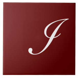 I Monogram Initial White on Maroon Fliese