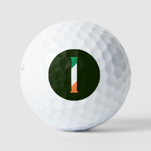 I Monogram überlappt auf irischer Flagge mit 6 gbt Golfball