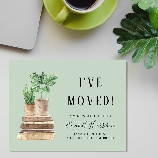 I Moved Boho Plants Sage Green Announcement (Von Creator hochgeladen)
