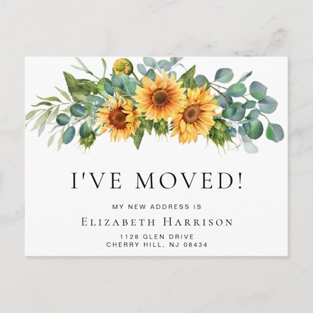 I Moving Sunflower Eukalyptus Ankündigungspostkarte (Vorderseite)