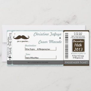 I Mustache You Boarding Pass Hochzeit Einladung