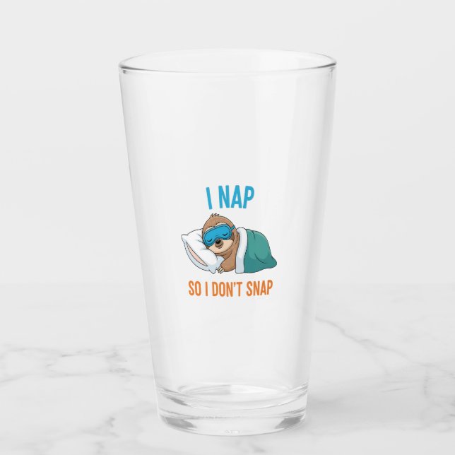I Nap so I Don't Snap Funny Sloth Glas (Vorderseite)
