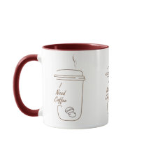 I Need Coffee Cute Doodle Mug