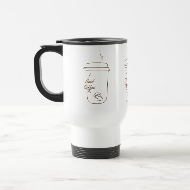 I Need Coffee Cute Doodle Mug Reisebecher (Links)