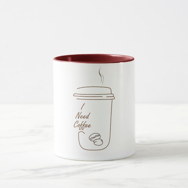 I Need Coffee Cute Doodle Mug Tasse (Zentrum)