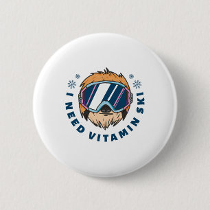 I Need Vitamin Ski - Skiing Button
