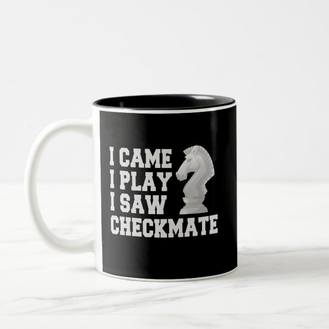 I Nockeni Play I Saw Checkmate Funny Chess PLayer Zweifarbige Tasse (Links)