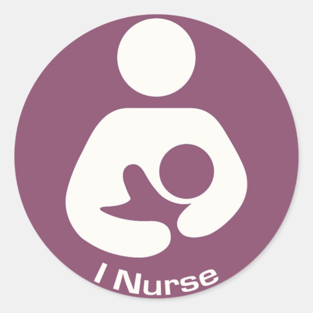 I Nurse Stillen Symbol - Mauve Runder Aufkleber (Vorderseite)