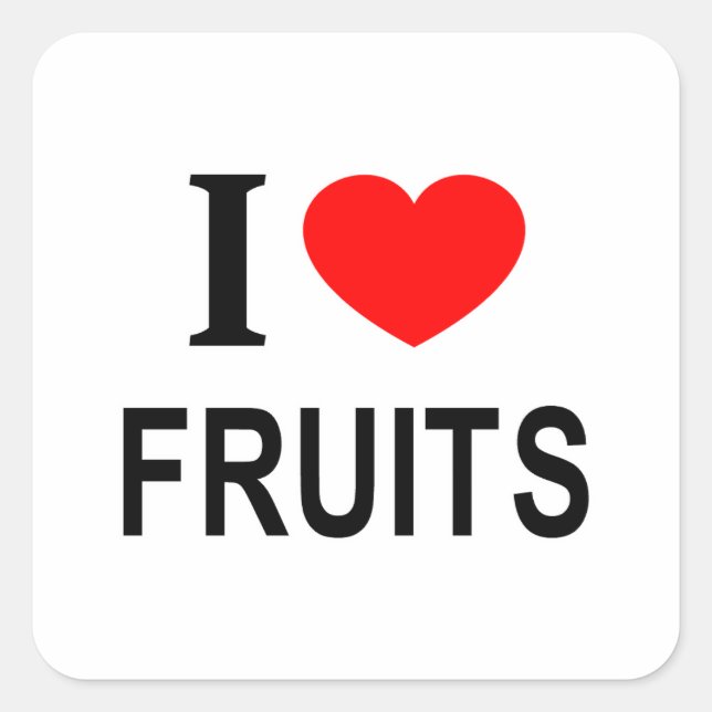 I ❤️ OBST I LIEBE OBST I HERZOBST QUADRATISCHER AUFKLEBER (Vorderseite)