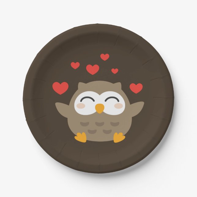 I Owl You Illustration Pappteller (Vorderseite)