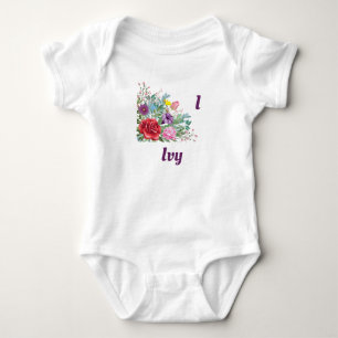 I. Personalisieren von Buchstabennamen, Rose-Blume Baby Strampler