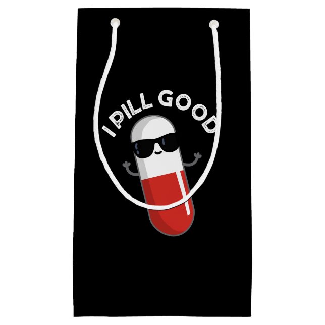 I Pill Good Funny Medicine Pun Dark BG Kleine Geschenktüte (Vorderseite)