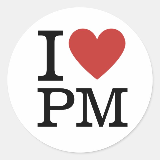 I ❤️ PM Projektmanagement-Mitarbeiter CUSTOM Runder Aufkleber (Vorderseite)